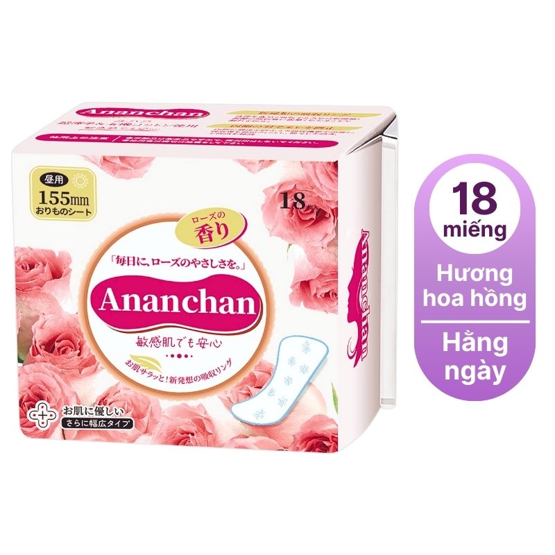 Băng vệ sinh Ananchan hằng ngày không cánh hương hoa hồng-nhật bản