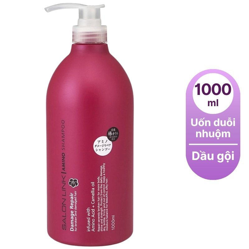 Dầu gội chiết xuất hoa trà phục hồi tóc hư tổn Salon Link 1000ml-nhật bản
