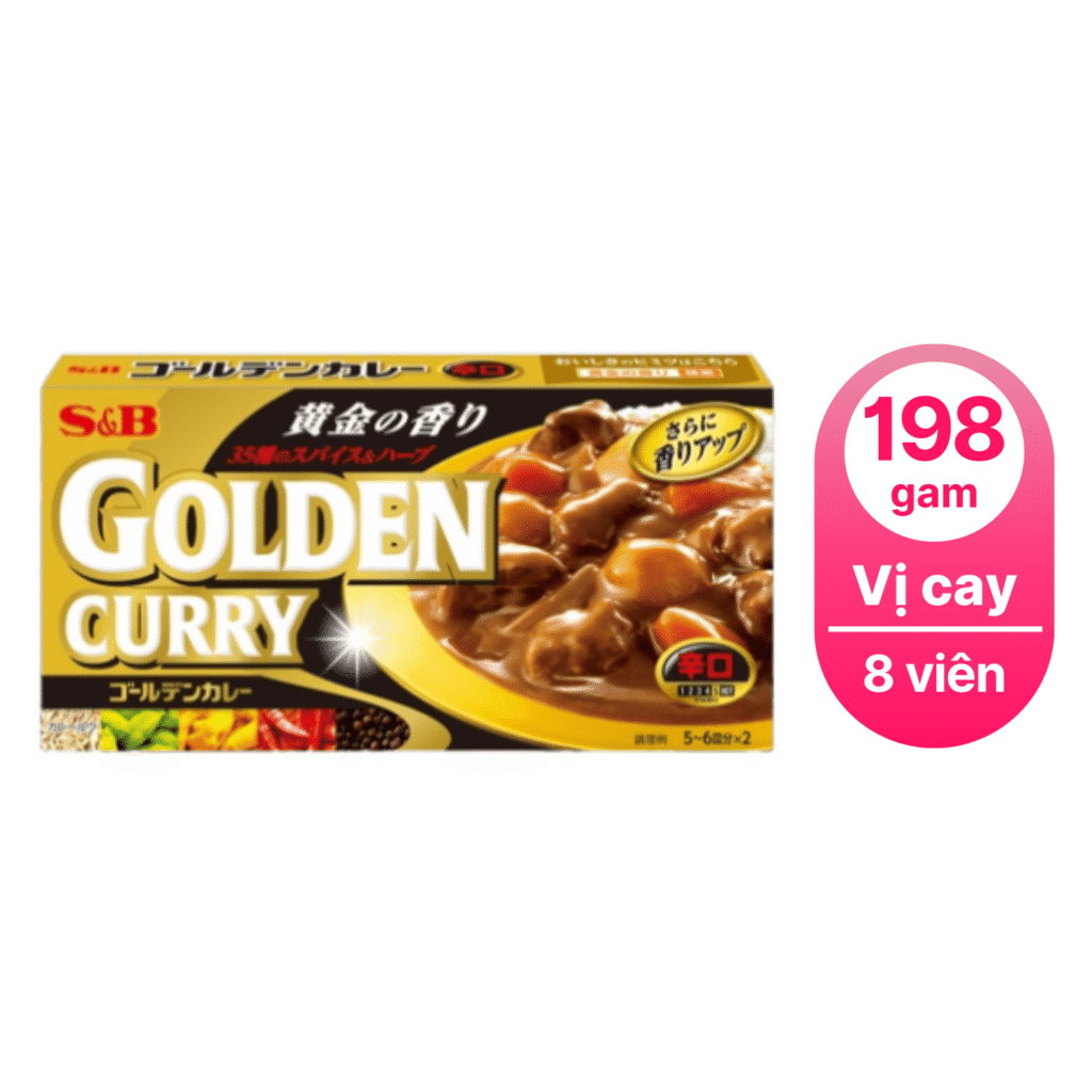 Viên nấu cà ri cô đặc S&B Golden curry vị cay 198g-nhật bản
